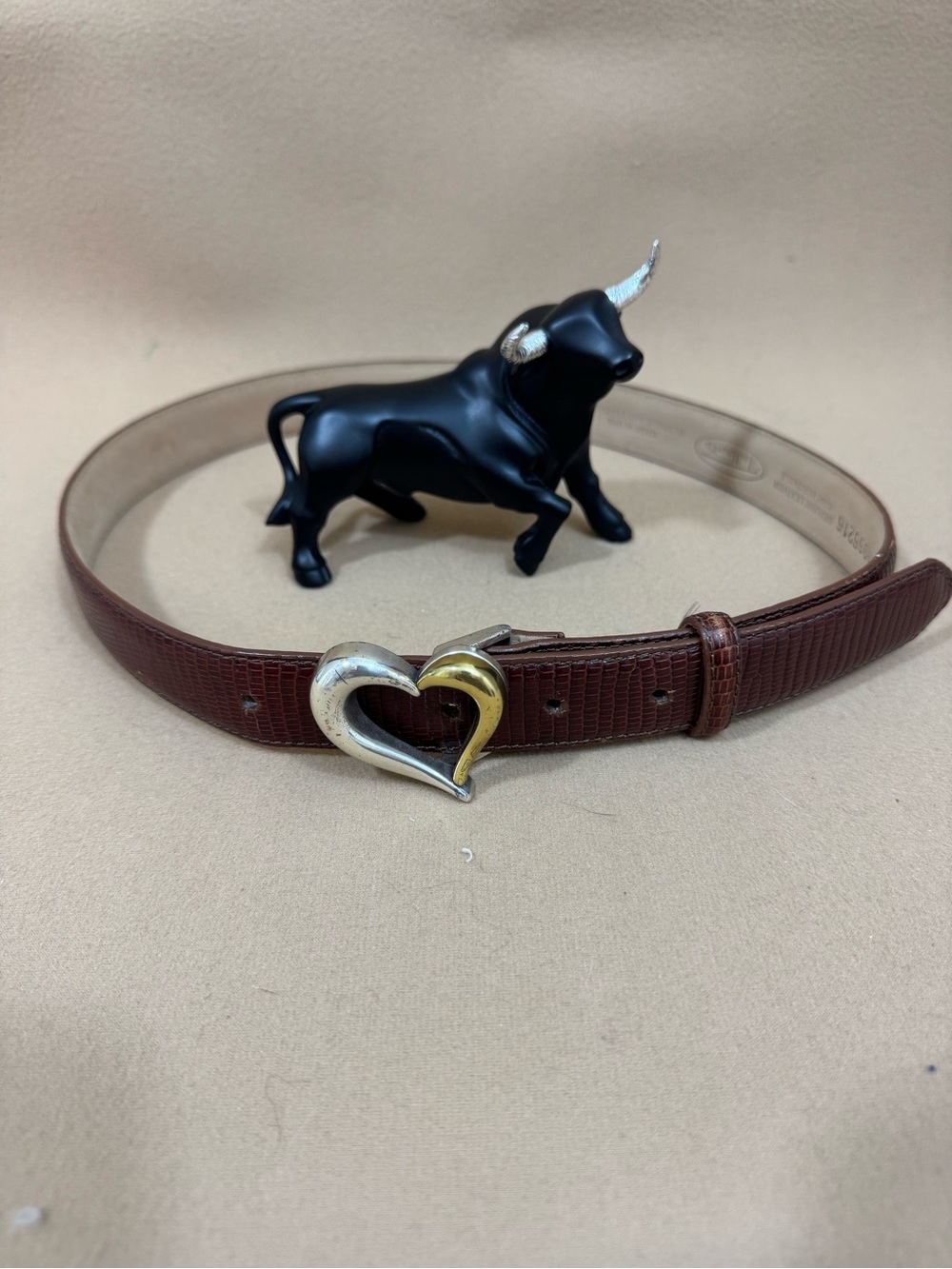 Talbots Tan Leather Belt with Contrast Stitching
